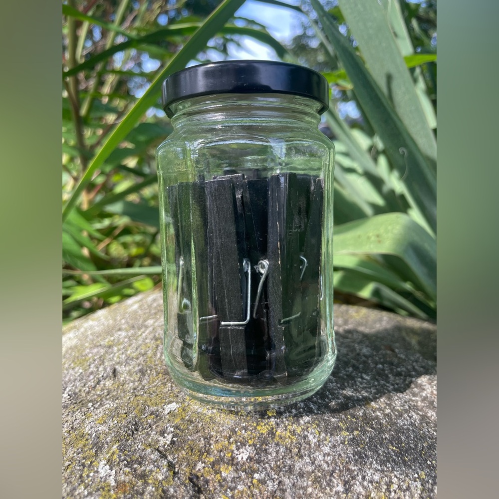 Jar Of Black Clothes Pins